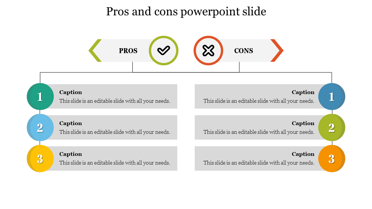 Innovative Pros And Cons PowerPoint Slide Template Design
